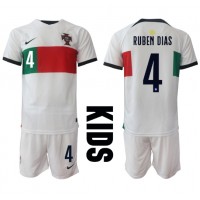 Portugal Ruben Dias #4 Bortadräkt Barn VM 2022 Kortärmad (+ Korta byxor)